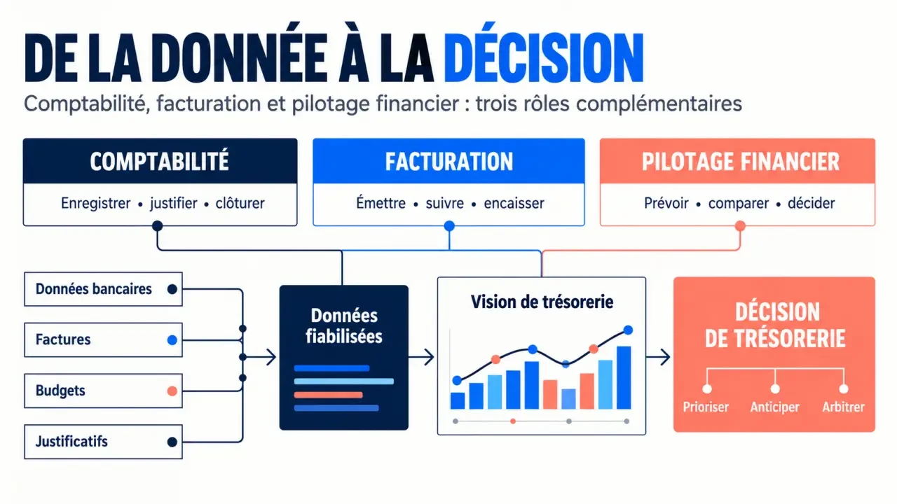 Logiciel de gestion financière : distinction entre comptabilité, facturation et pilotage financier