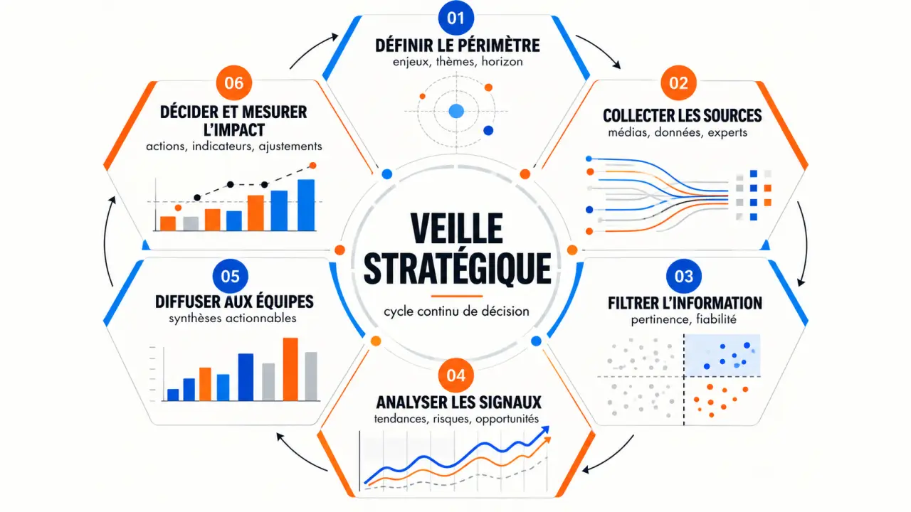 Cycle de la veille stratégique en six étapes pour optimiser la croissance de l'entreprise